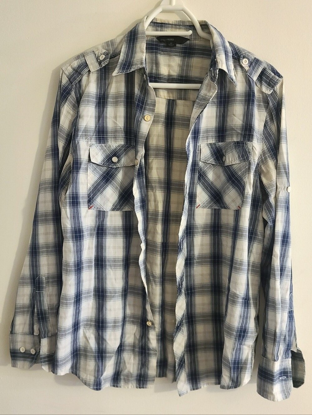 Straight Faded - (Size M) Men's Plaid Long Sleeve Shirt
